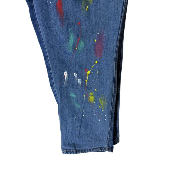 NY & Company Dream Curvy Boyfriend Paint Splatter Medium Blue Jeans Pants 20 - Picture 4 of 12